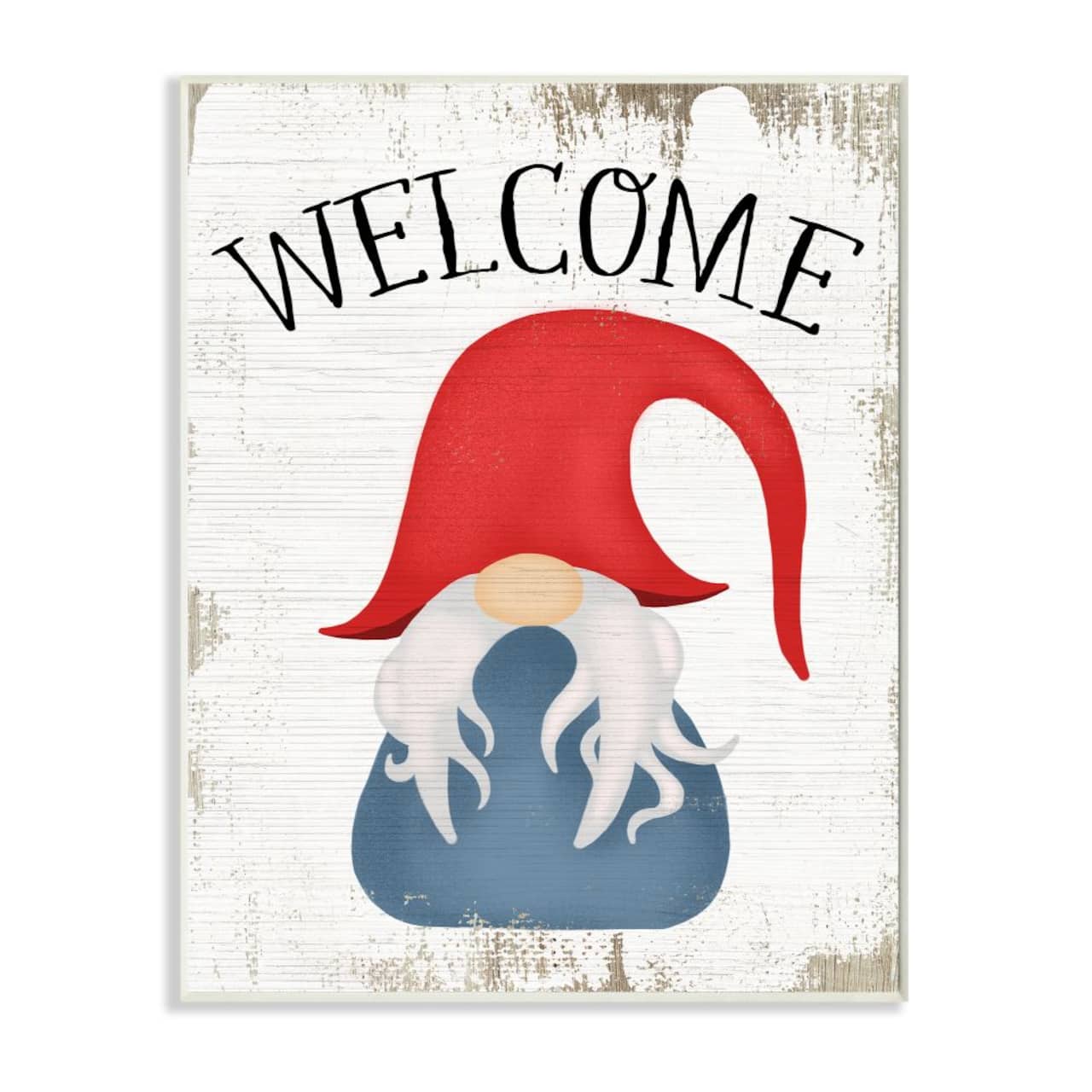 Stupell Industries Welcome Gnome Sign Mythical Garden Elf Pun Wood Wall Plaque